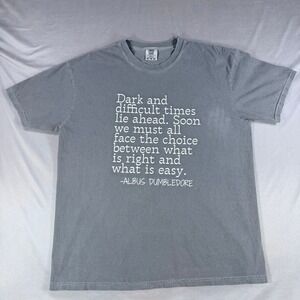 Comfort Colors Harry Potter Mens XL Gray Dumbledore Quote Graphic T-Shirt Casual